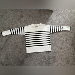 Philosophy White and Black Striped Crewneck Sweater